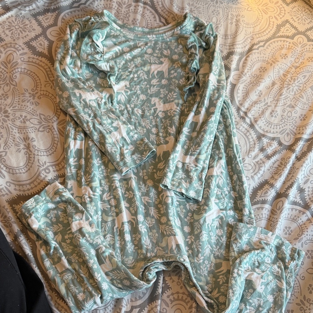 Little Sleepies Mint and White Baby Romper
